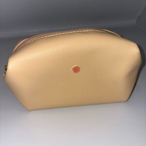Bvlgari Parfums Emirates Beige Coral Faux Leather Makeup Bag Zipper Pockets